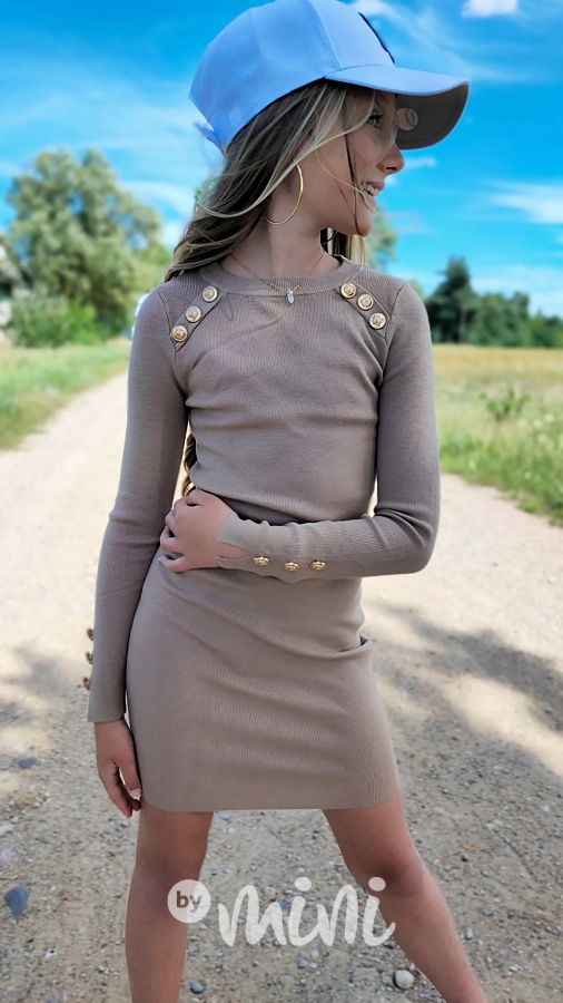 PREMIUM svetříkové šaty latté