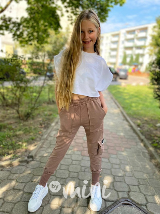 Cargo kalhoty s vysokým nápletem beige