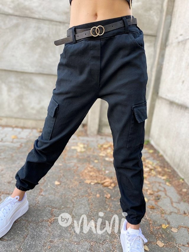 Cotton jeans kapsáče s páskem black