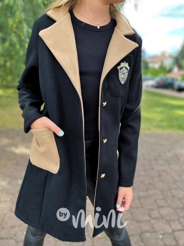 College flauš kabát black/beige