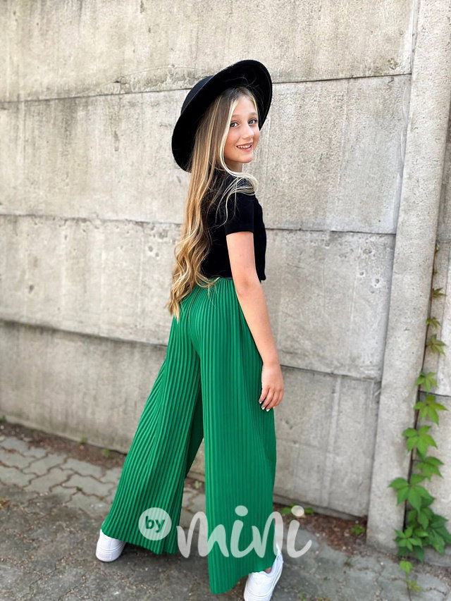 Plisované kalhoty s páskem green