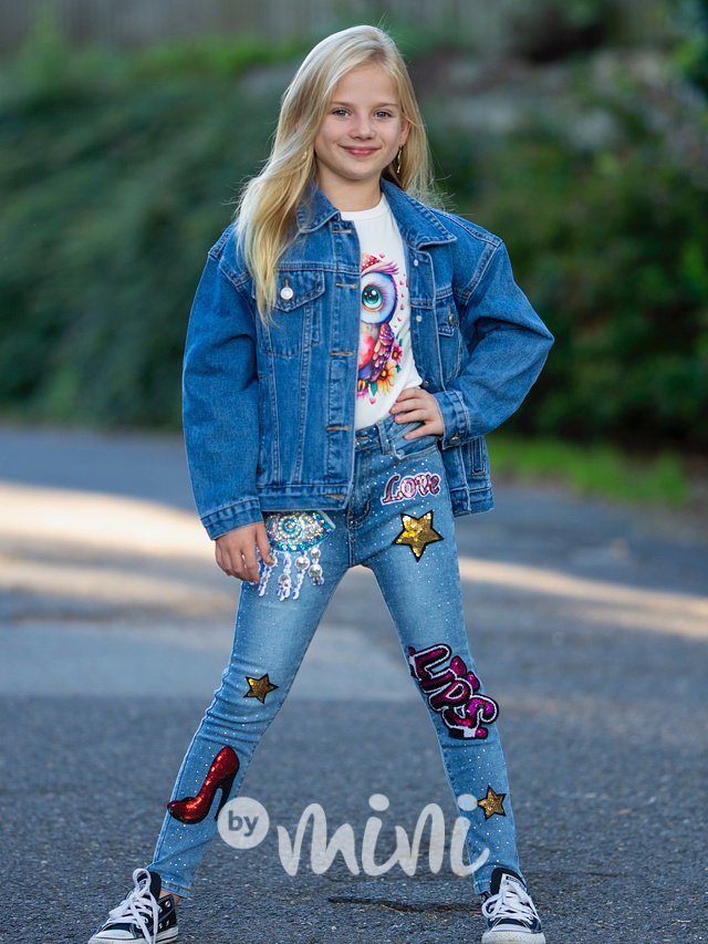 Fashion jeans bunda s aplikací