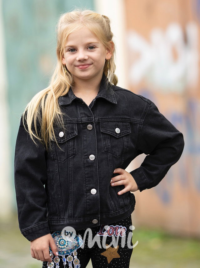 Fashion jeans bunda s aplikací black