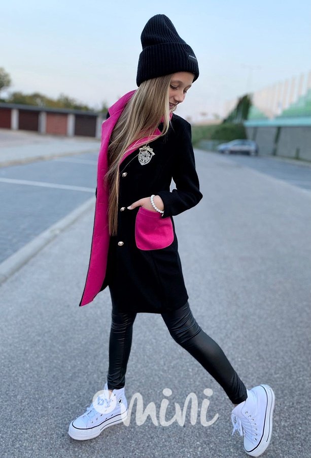 College flauš kabát black/pink