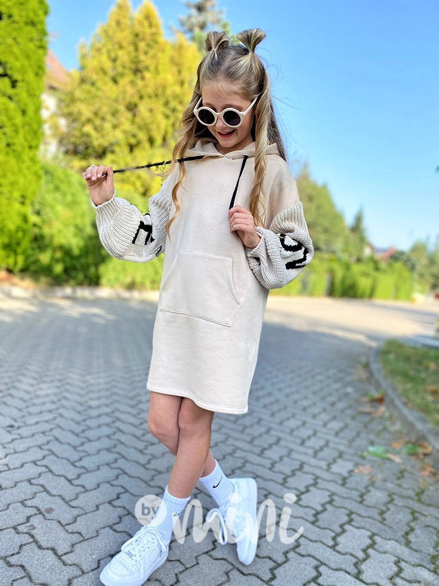 LOVE teplá hoodie mikina cream