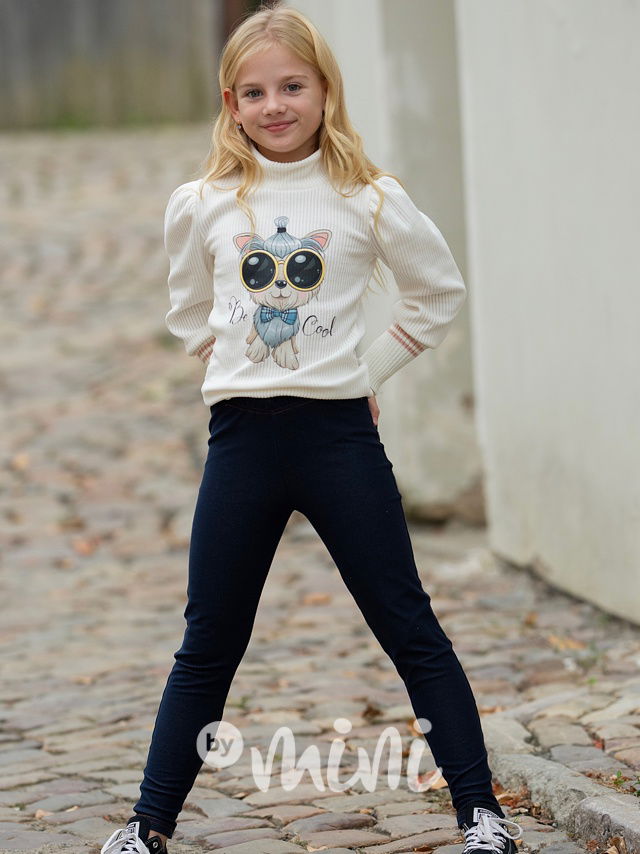 Bavlněné jeans jegginy s mašličkou