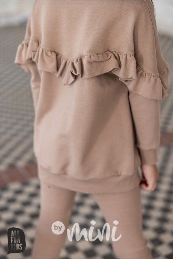 Frill tunika + žebrované legíny beige