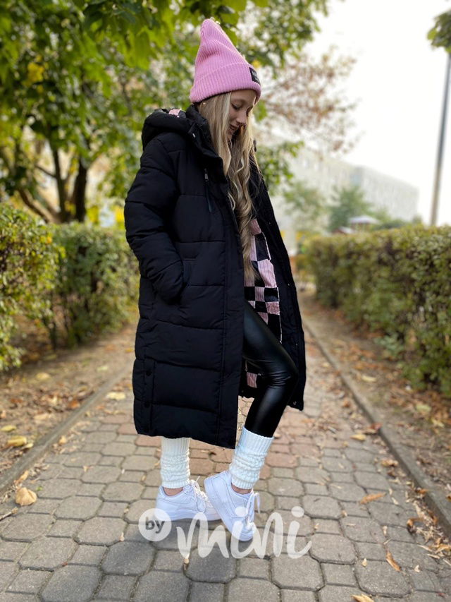 Ultra dlouhý zimní kabát černý