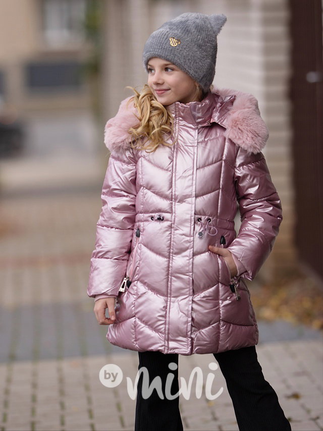 PREMIUM zimní kabát metallic pink