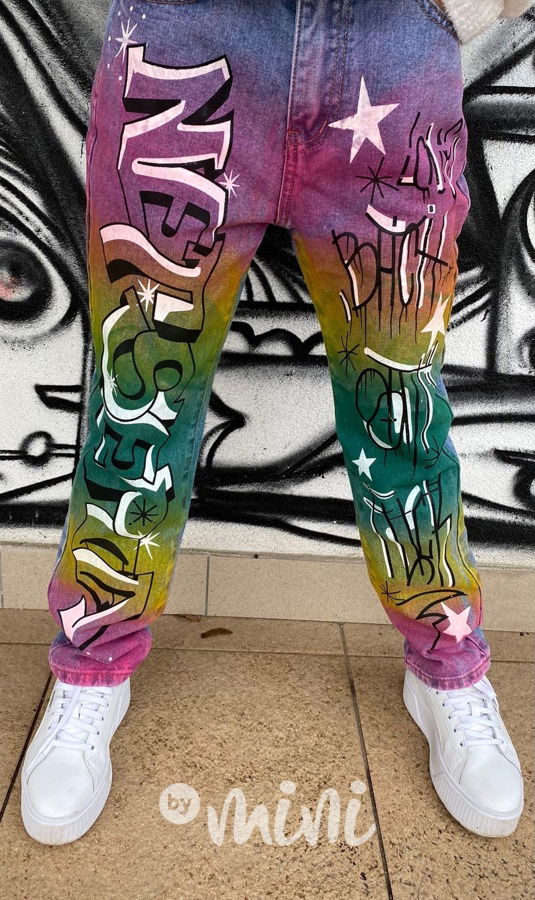 Rainbow jeans graffiti