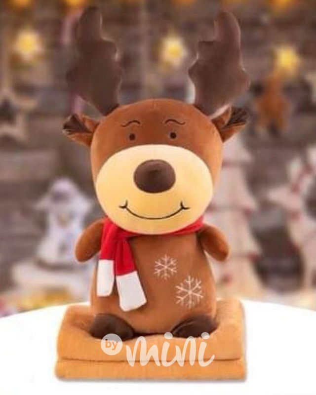 Maxi vánoční plyšák s dekou - winter sobík