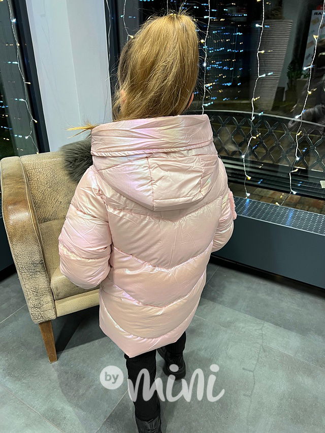 Zimní ombre metalická bunda pink