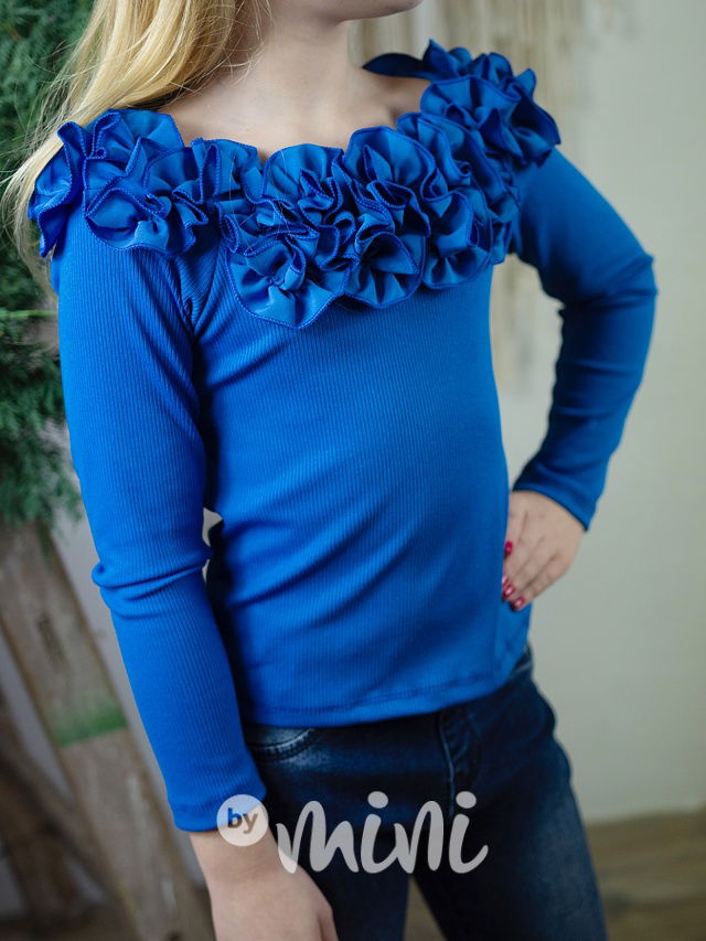 Maxi frill blůzka modrá