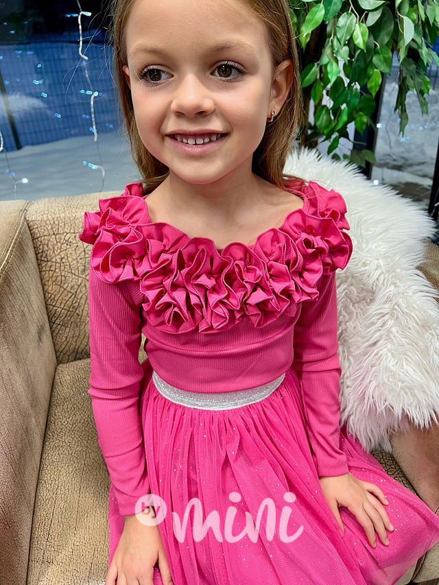 Maxi frill blůzka růžová