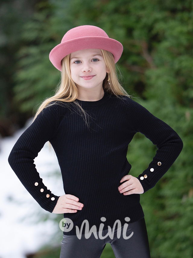 Stretch svetr s knoflíčky černý