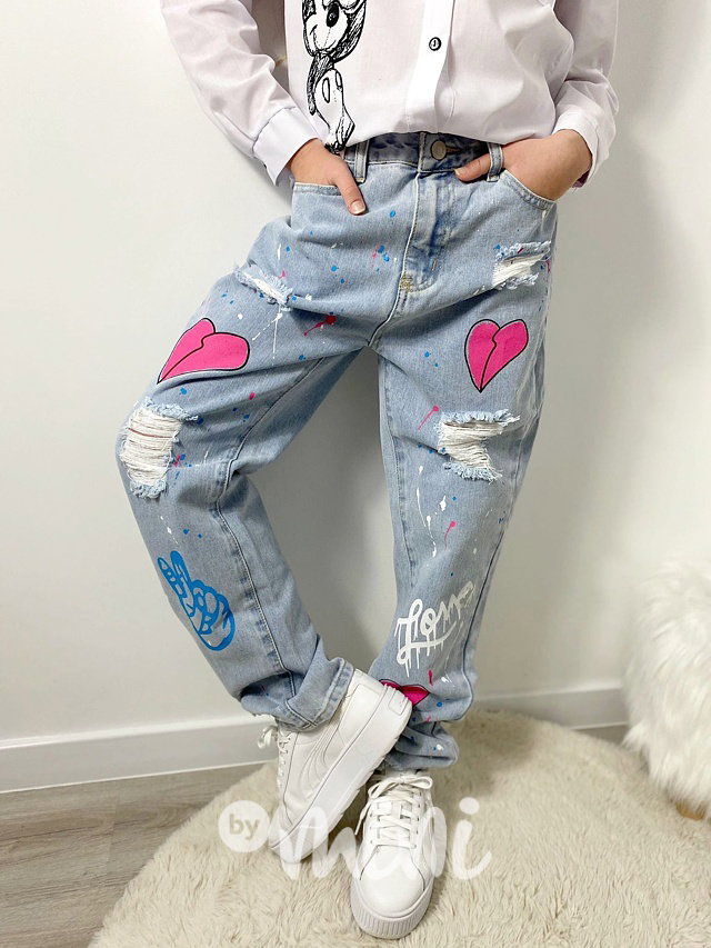 Fashion ripped jeans Broken heart