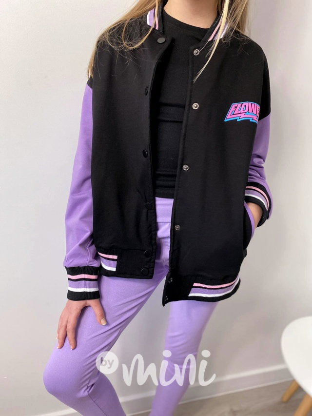 Flower bomber mikina black/lila