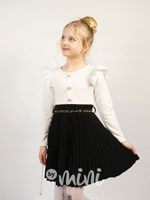 Šaty s plisovanou sukní + pásek black/white