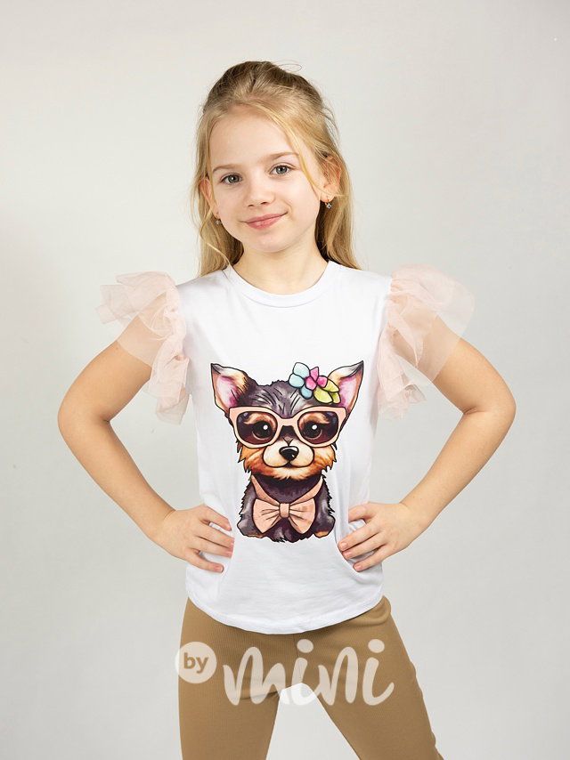 Blůzka s tylem fashionable white/pudder