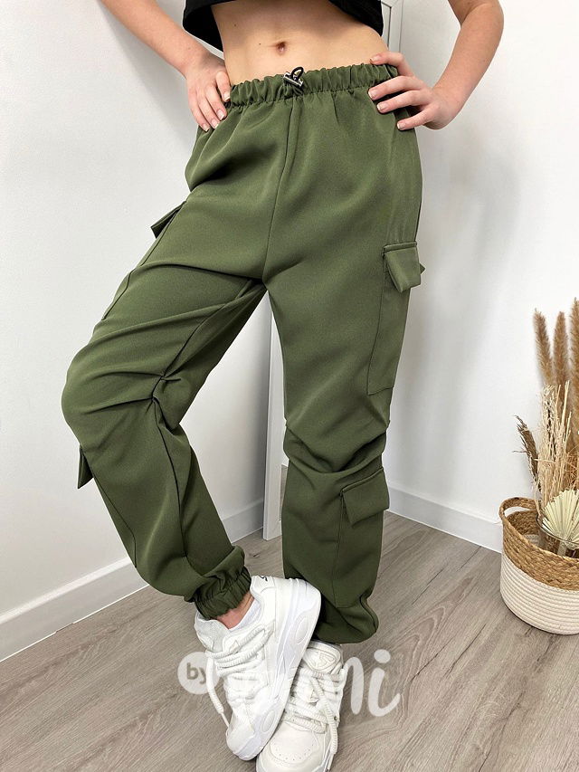 Jarní sporty cargo kapsáče khaki