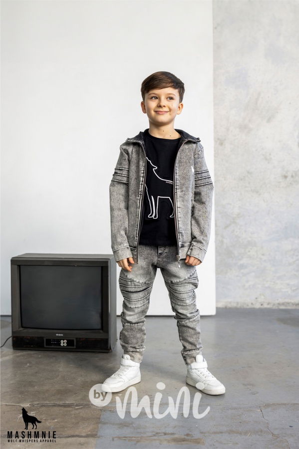 Mash Mnie cotton biker mikina WOLF acid black