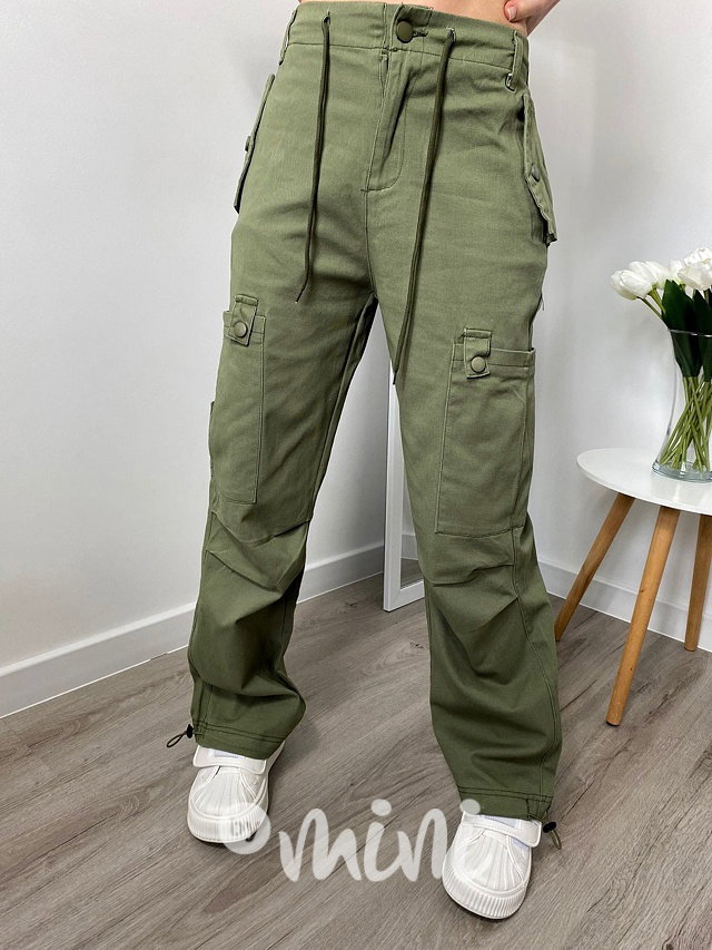 Maxi fashion švédy se šňůrkami khaki