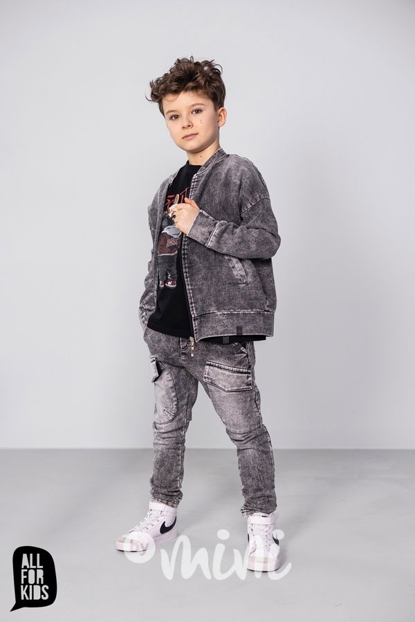 All for kids cargo denim kalhoty black