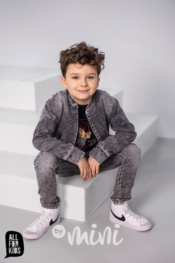 All for kids mikinová bunda Trouble denim black