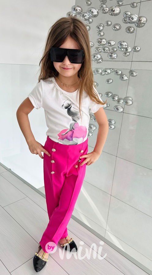 ELEGANT sako + kalhoty malina