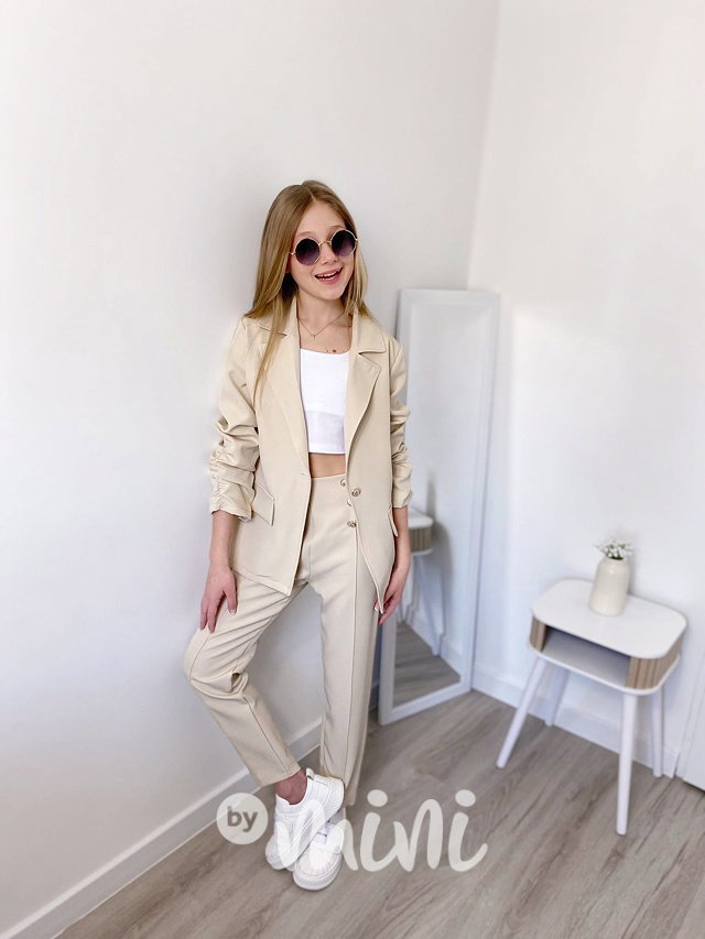 ELEGANT sako + kalhoty beige