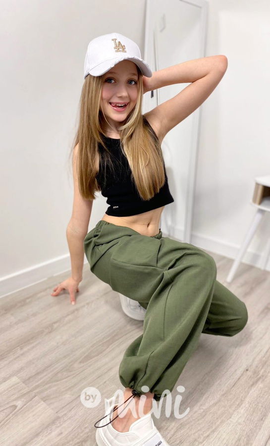 Volné relax kalhoty khaki