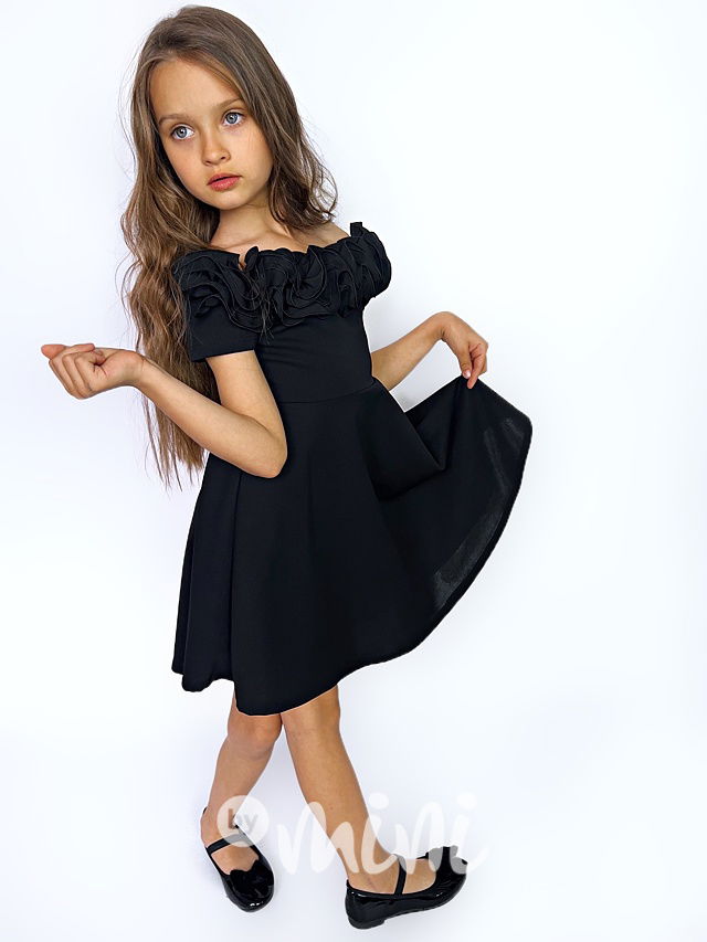 Maxi točivé šaty frill černé