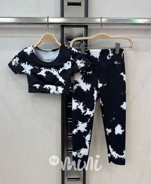 SPLASH crop top + legíny black/white