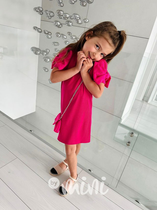 Mašličkové šaty s kabelkou malina