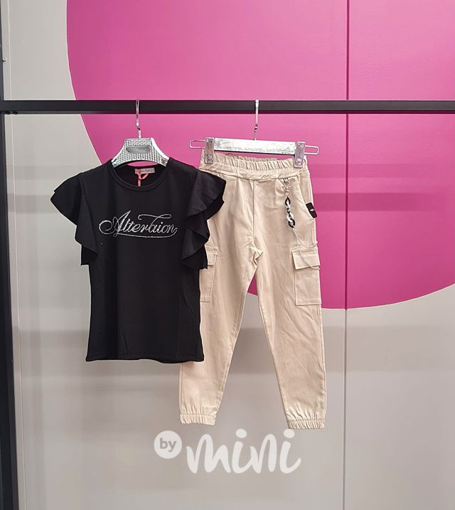 Beige cargo kalhoty s řetízkem