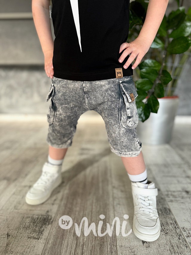 Soft black denim shorts kapsáče