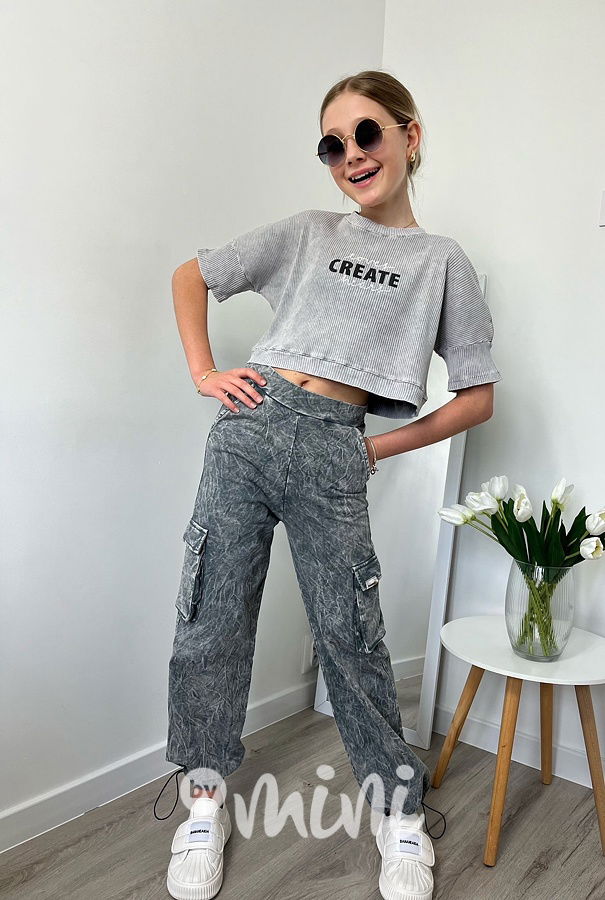 CREATE oversize blůzka acid wash grey