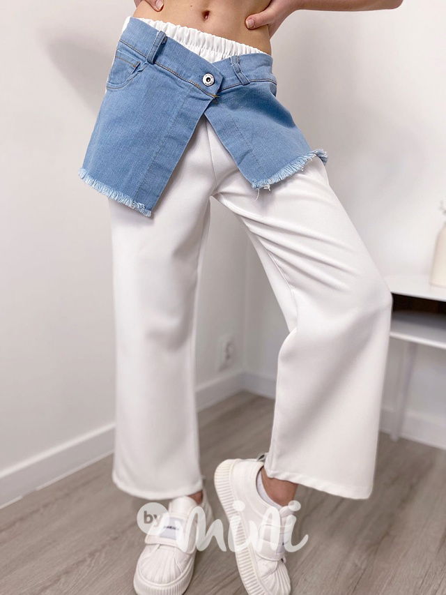 DUO široké kalhoty denim/white