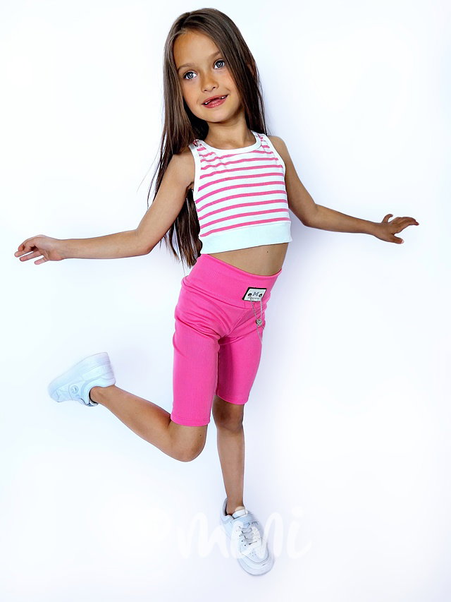 Pruhovaný crop top white/pink