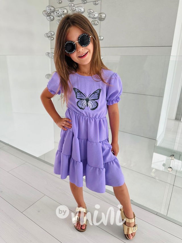 Šaty s motýlkem lila