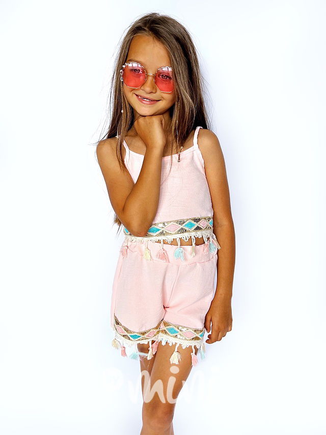 Boho top + kraťasy s třásněmi