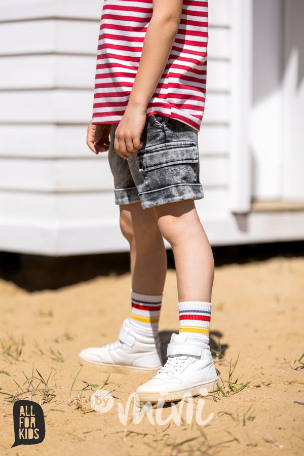 All for kids biker denim kraťasy ice black