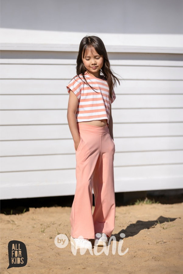 All for kids pruhovaná crop blůzka white/peach