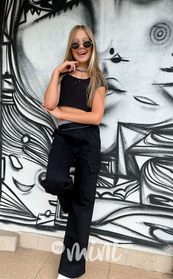 Fashion back denim švédy se stretch pasem