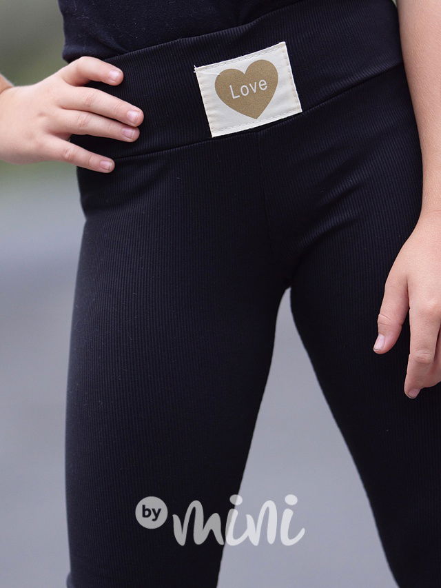 LOVE žebrované legíny black