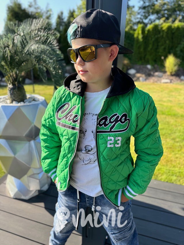 Prošívaná hoodie bunda Chicago green