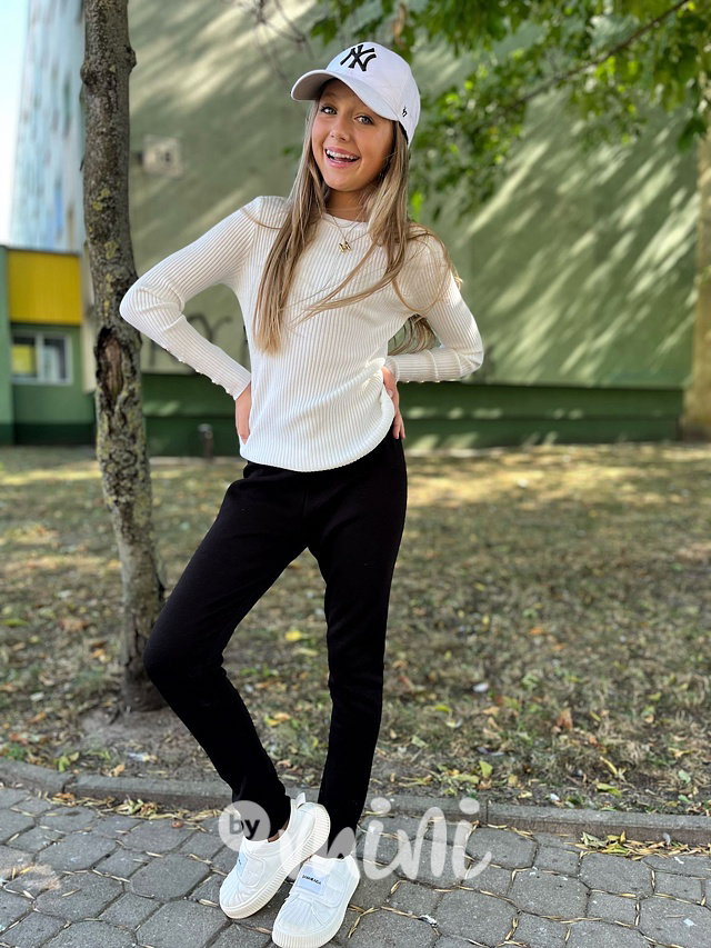 Stretch svetřík s knoflíčky off white