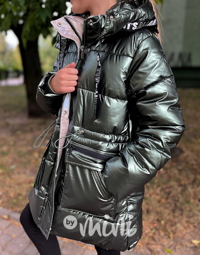 Zimní kabát Illusion metallic smaragd