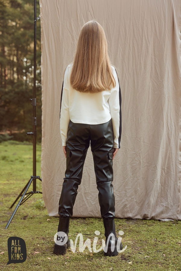 All for kids eco leather cargo kalhoty černé