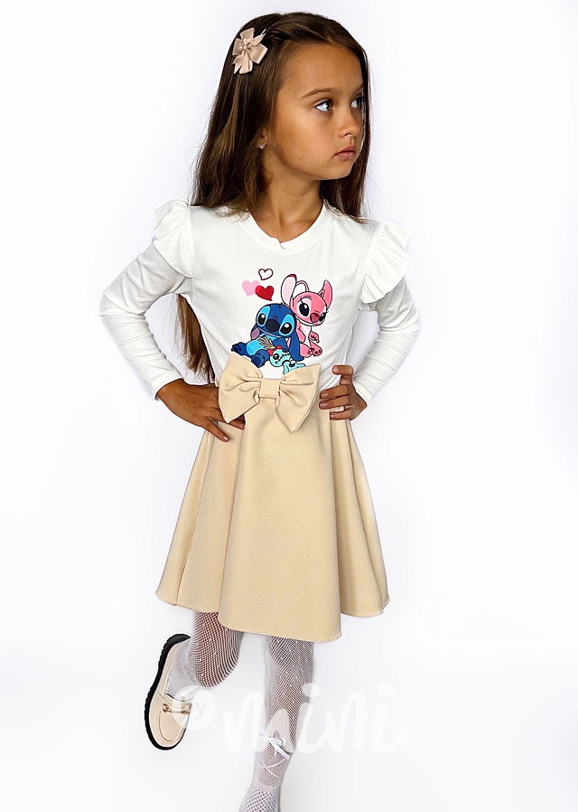 Lilo & Stitch šaty s kabelkou white/beige